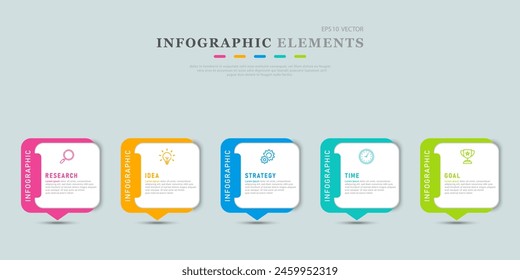 Pasos o procesos para mostrar información empresarial Iconos infográficos de la línea de tiempo diseñados para un patrón de fondo abstracto.