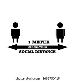 Steps to protect yourself from someone with a minimum distance of 1 meter. Vector illustration