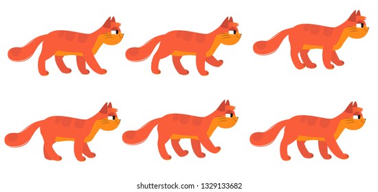 
Steps Of A Red Funny Cat. Animation Of A Cat's Gait Cycle.
