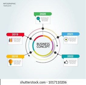 Steps to succes. Circle coloful template with text. Vector