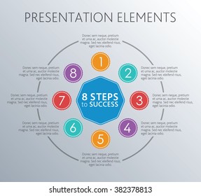 Steps to succes. Circle coloful template with text