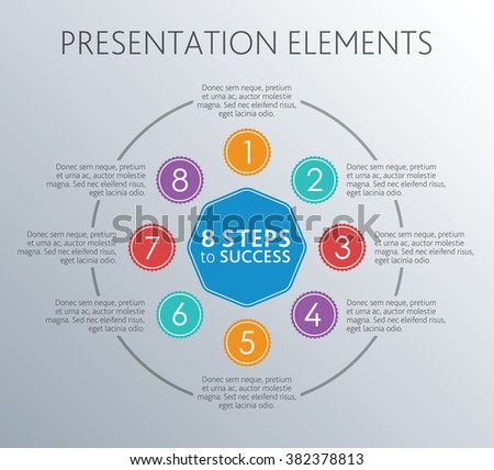 Steps to succes. Circle coloful template with text