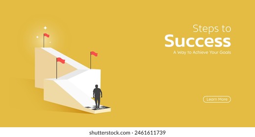 steps to success achieving goals illustration design