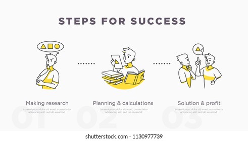 Steps For Success. Business And Life Achievements And Success Concept. Vector Illustration