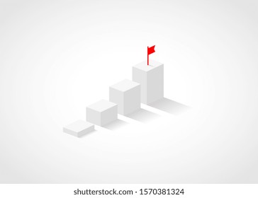 Steps to success concept vector illustration. Ambition to go higher, achievement, leadership, motivation.