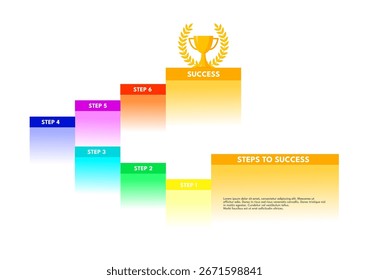 Etapas para o sucesso, modelo infográfico, ilustração vetorial