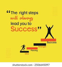 Steps to Success. Motivational Quotes Poster vector Design. Education, Success, Growth, Plan, Inspirational sayings