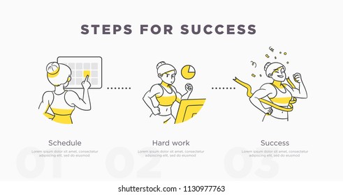 Steps for success. Sport and life achievements and success concept. Vector illustration