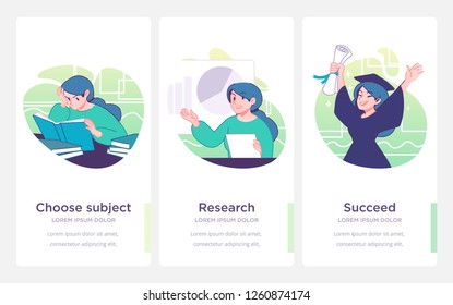 Steps for success. Study and life achievements and success concept. Vector illustration
