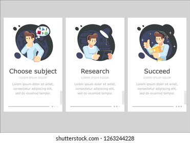 Steps for success. Study and life achievements and success concept. Vector flat illustration - Vector