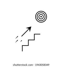 Tretet zum Ziel mit Pfeil-dünne Linie Symbol in Schwarz. Konzept des Karrierewachstums. Trendy flach, isoliertes Symbol für: Illustration, Logo, mobil, App, Design, Web, Website, ui, ux. Vektor EPS10