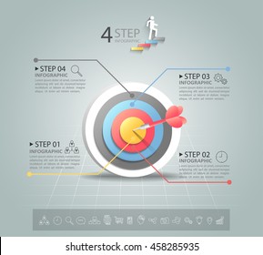 Pasos para las opciones de infografía 4, la plantilla de infografía de concepto de negocio se puede utilizar para el diseño de flujo de trabajo, el diagrama, las opciones de número, la escala de tiempo o el proyecto de hitos.