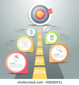 Pasos para las opciones infográficas 6, la plantilla infográfica de concepto de negocio se puede utilizar para el diseño de flujo de trabajo, el diagrama, las opciones de número, la escala de tiempo o el proyecto de hitos.