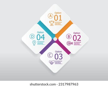steps timeline infographic element report background with business line icon 4 steps for any business-related presentation or publication vector illustration