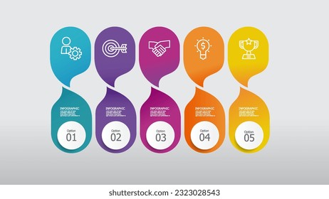 pasos línea de tiempo elemento infográfico informe de fondo con icono de línea de negocio 5 pasos para cualquier presentación relacionada con el negocio o ilustración vectorial de publicación