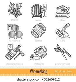 Steps of Wine making Outline Web Icons