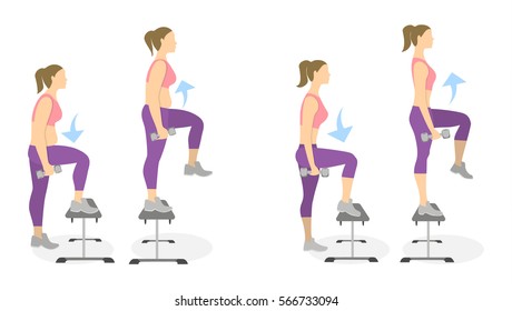 Stepup Exercise Legs On White Background Stock Vector (Royalty Free ...