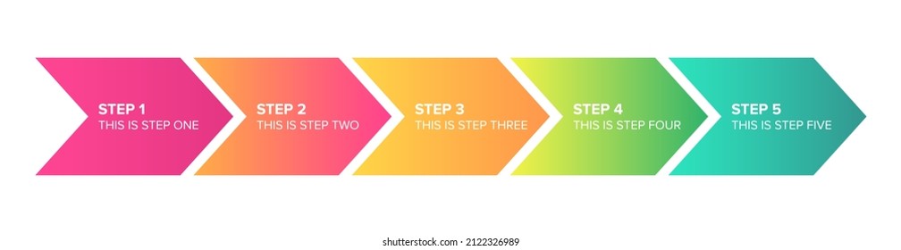Stepy by Step Process Infographic. Step Infographic with Arrows to Show Process, Roadmap or Timeline.