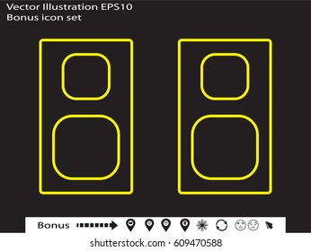 stereo amplifier, speakers, icon, vector illustration eps10