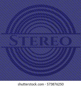 Stereo Badge with Denim Background Icon
