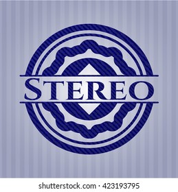 Stereo badge with jean texture