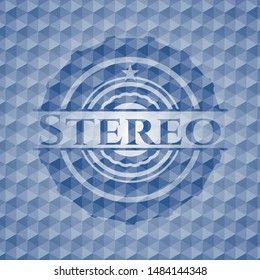 Stereo blue emblem or badge with geometric pattern background. Vector Illustration. Detailed.