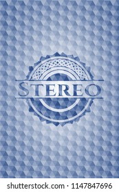 Stereo blue polygonal badge.