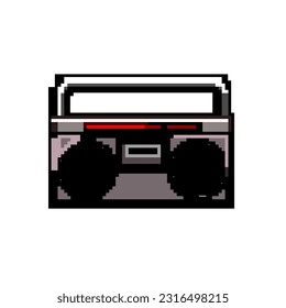 stereo boombox audio game pixel art retro vector. bit tape sound, recorder music stereo boombox audio. old vintage illustration