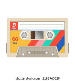 Stereo Cassette Flat Icon. Different Retro Audio Tapes, Old School Media Equipment Isolated Vector Illustration. Outdated Technology And Music