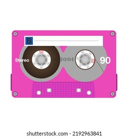 Stereo Cassette Flat Icon. Retro Audio Tape, Old School Media Equipment Isolated Vector Illustration. Outdated Technology And Music