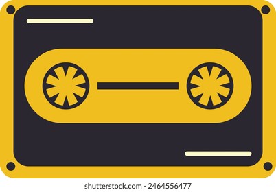 Stereo Cassette Music in Vintage Cartoon Style. Vector Flat Audio Tape Illustration on White Background.