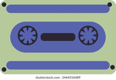 Stereo Cassette Music in Vintage Cartoon Style. Vector Flat Audio Tape Illustration on White Background.