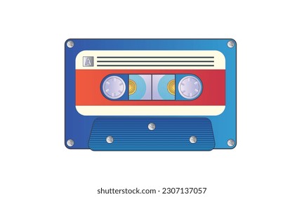 Stereo cassette. Retro audio tape with music record