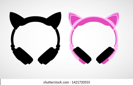 Stereo cat headphone pink and black. 