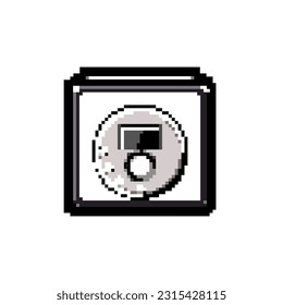 stereo cd player game pixel art retro vector. bit entertainment play, modern record stereo cd player. old vintage illustration