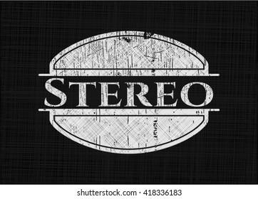 Stereo chalk emblem, retro style, chalk or chalkboard texture