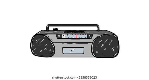 Stereo Compo Hand Drawn Sketch Vintage Style