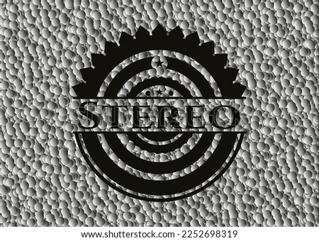 Stereo dark icon or emblem with bubbles background. Vector Illustration. Detailed. 