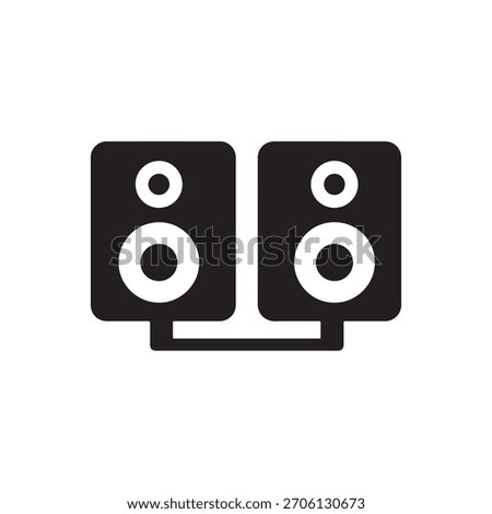 Stereo dual speakers audio output device solid icon.
