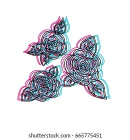 Stereo Effect. Optical effect illusion roses vector image