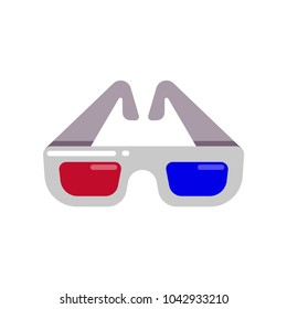 Stereo glasses icon. Cinema icon in flat style isolated on white. Vector illustration.