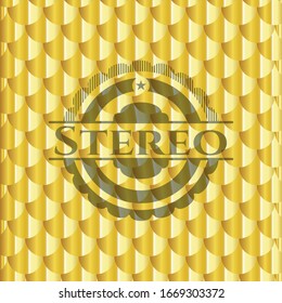 Stereo golden emblem or badge. Scales pattern. Vector Illustration. Detailed.