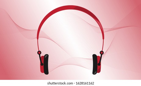 Stereo headphones with a graphic image of music.