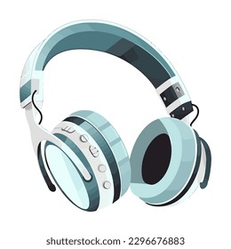 Stereo headphones listening technology icon isolated