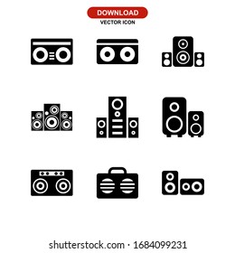 icono estéreo o logotipo símbolo de signo aislado ilustración vectorial - Colección de iconos vectoriales de estilo negro de alta calidad
