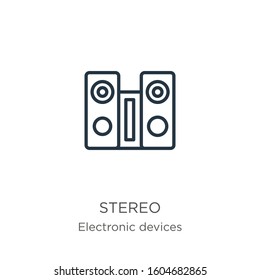Stereo icon. Thin linear stereo outline icon isolated on white background from electronic devices collection. Line vector sign, symbol for web and mobile
