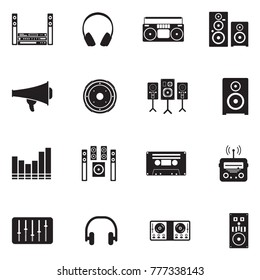 Stereo Icons. Black Flat Design. Vector Illustration. 