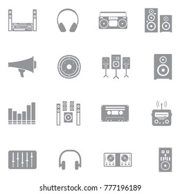 Stereo Icons. Gray Flat Design. Vector Illustration. 