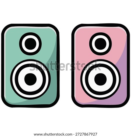 Stereo music player doodle vector illustration isolated white background