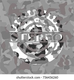 Stereo on grey camo texture